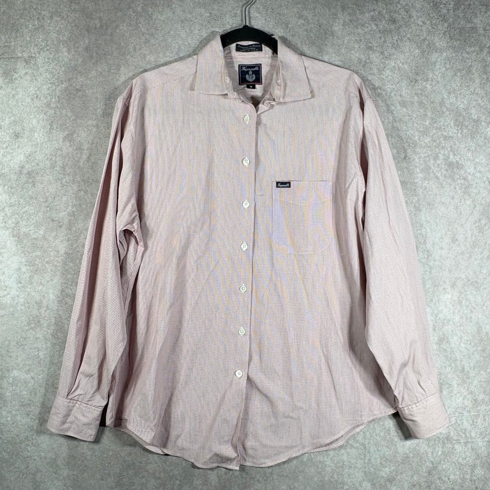 Faconnable‎ Dress Shirt Mens Medium Pink Gingham Button Up Long Sleeve Pocket